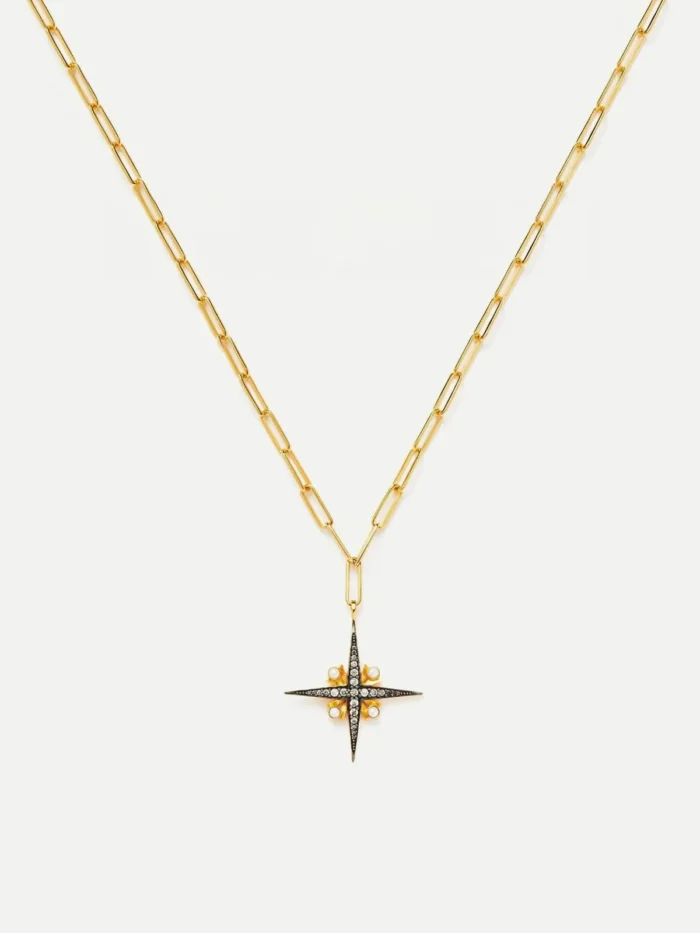 قلادة نجم الشمال بسلسلة لؤلؤ غويشة